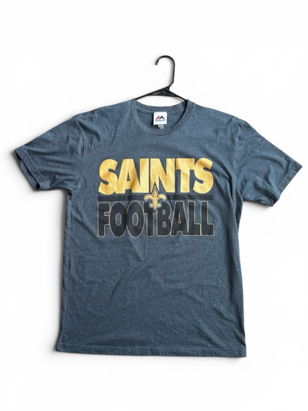 Majestic New Orleans Saints Football Graphic Tee Men’s Grey Logo Shirt